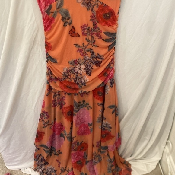 Maeve Anthropologie Simone Floral Asymmetrical Stretch long Dress Size medium - Picture 8 of 8